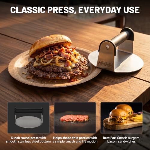Burger Iron - the Orginal Burger Smasher, Heavy Duty 6 Inch Burger Press - Image 3