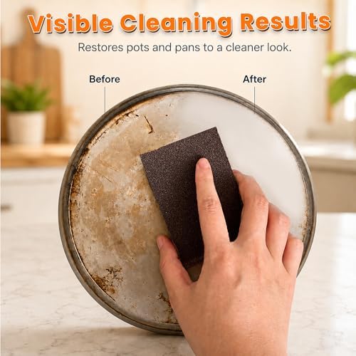 8 Pack Carborundum Sponge with 2 Handles–High Density Emery Sponge Scrubber - Image 4