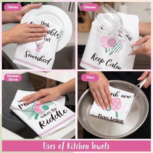 R.HORSE 5 Pack Funny Pickleball Kitchen Dish Towels, Absorbent Hand Towels - Image 6