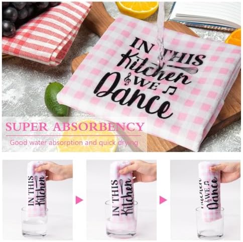R HORSE 5 Pack Funny Pink Check Kitchen Dish Towels - Image 5