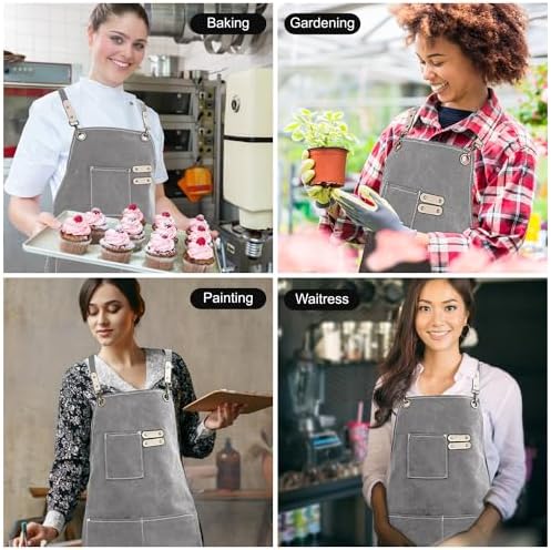 Hongsome Cotton Canvas Cross Back Apron - Image 5