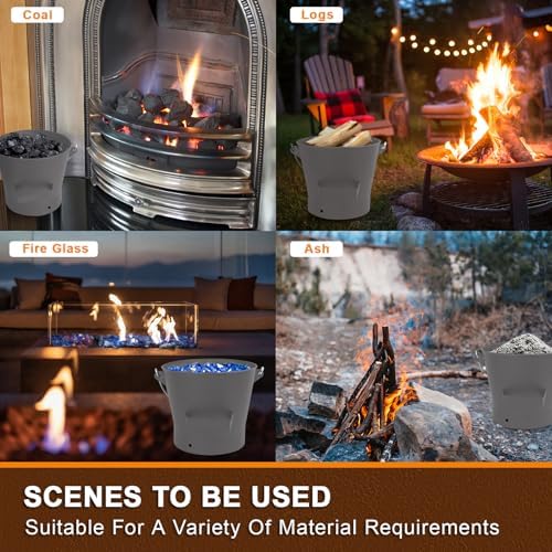 BRIAN & DANY Ash Bucket with Lid, 2.6 Gallon Fireplace Ash Bucket with Shovel - Image 7