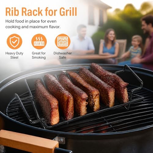 Turkey Rack Stainless Steel BBQ Rib Roasting Rack Roaster Pan Non-Slip - Image 6