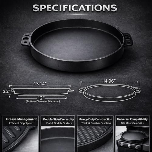 Griddles for Weber Kettle Grill Accessories 22 inch 7421 Round Cast Iron - Image 2