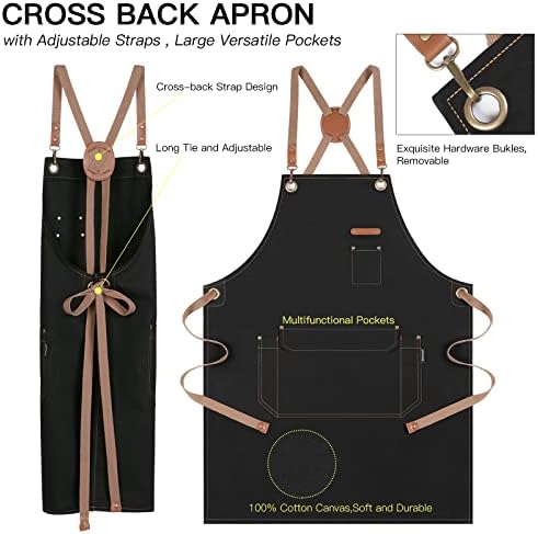 Genixart Chef Apron Men Women, Kitchen Aprons Cooking, BBQ - Image 3