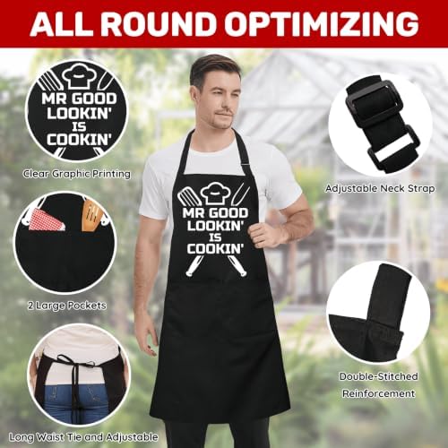 Funny Black Waterproof BBQ Chef Bib Aprons - Image 6