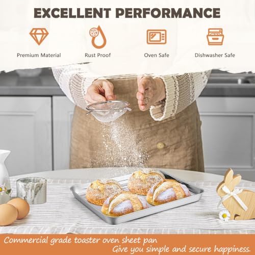 12.5" Baking Sheet Pan, Joyfair Stainless Steel Toaster Oven Trays - Image 5