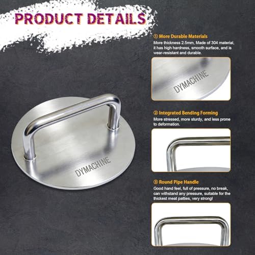 Smash Burger Press, 8.5 Inch Stainless Steel Hamburger Press, 2.5mm Thick - Image 4