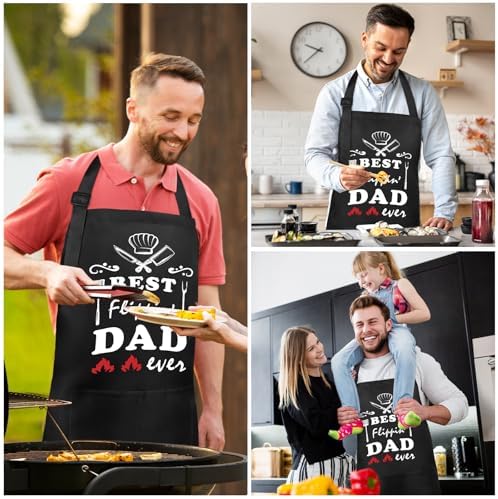 Fiodrimy Black Funny Aprons for Men, Grill Apron for Dad Husband Birthday - Image 5
