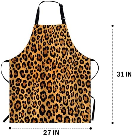 WONDERTIFY Leopard Print Apron, Wild Animal Leopard Skin Cheetah Pattern Bib - Image 2