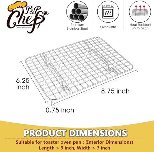 P&P CHEF 8.75 Inch Stainless Steel Cooling Baking Rack Set of 2 - Image 2