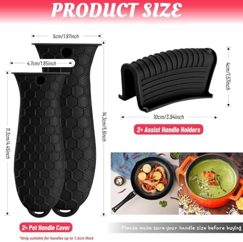 4 Pack Silicone Hot Handle Holder Cover Cast Iron Handle Cover Silicone Pot - Image 3