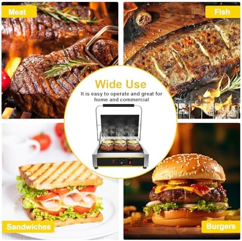 Commercial Panini Press Grill, 1800W Electric Sandwich Panini Maker - Image 6
