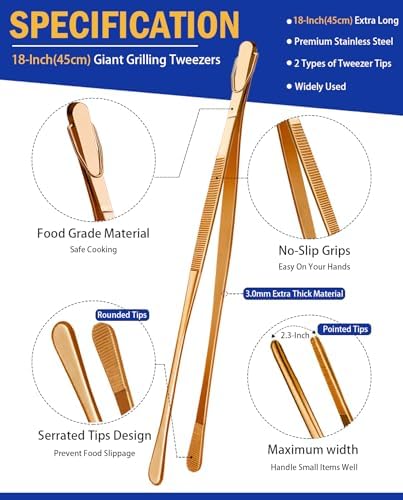 JETKONG 2 Pcs 18 Inch Stainless Steel Grill Tongs Heavy Duty Giant Tweezer Tongs - Image 2