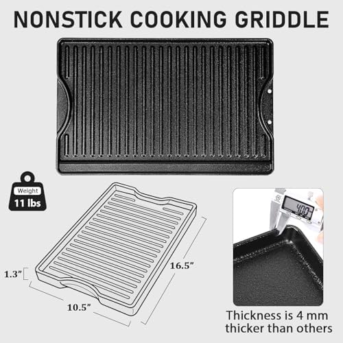 Utheer Nonstick Reversible Cast Iron Griddle 16.5" x 10.5" - Image 2