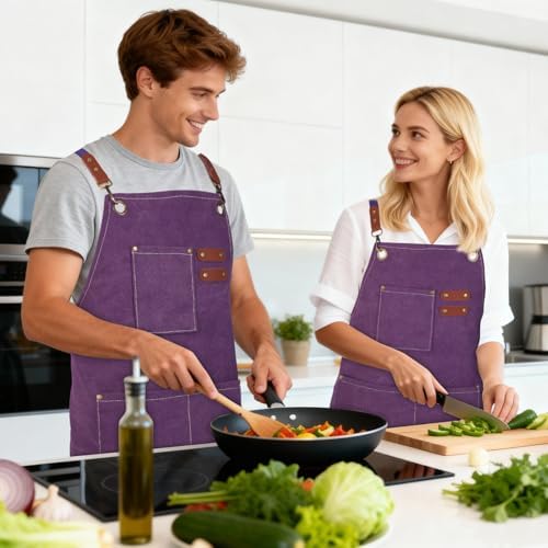 Aprons For Women Men With Large Pockets, Waterproof Cotton Chef Aprons For - Image 6