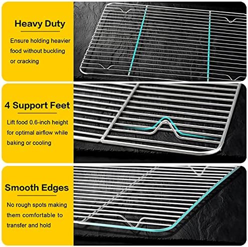 E-far Baking Cooling Rack Set of 2, Stainless Steel Metal Roasting Cooking Racks - Image 3