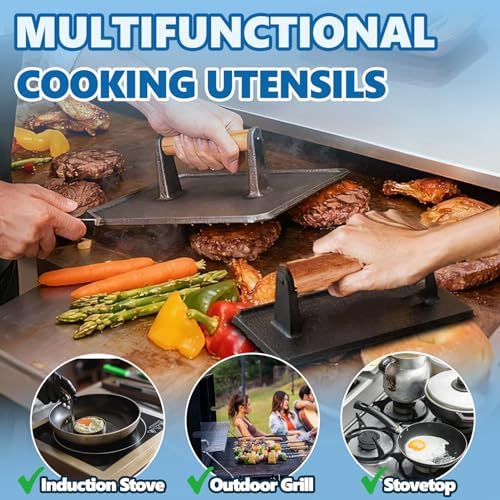 Cast Iron Square Burger Press&Rectangle Meat Press - Image 6