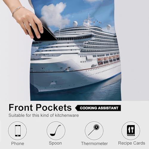 Cruise Ships Bib Apron with 2 Pockets - Image 5