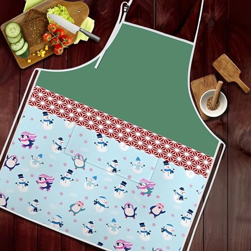 Penguin Kitchen Aprons with Utility Pockets Women Funny Adjustable Bib Baking - Image 5
