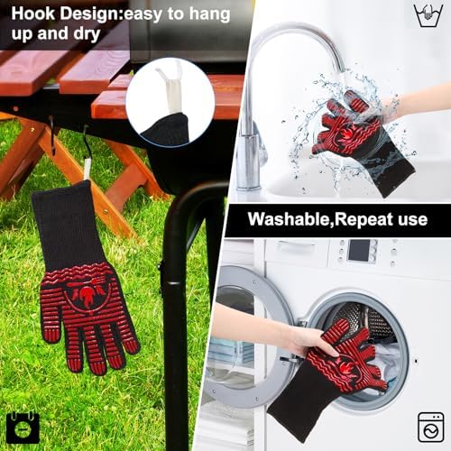 BBQ Gloves, 1472°F Extreme Heat Resistant Grill Gloves, Non-Slip Food Grade - Image 4