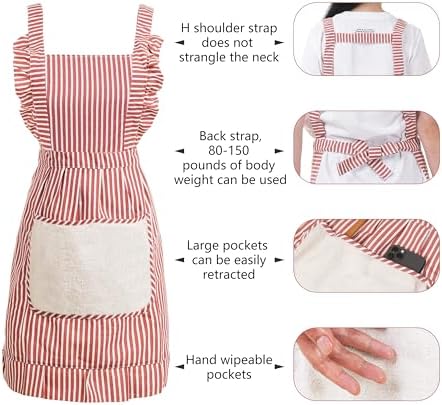 Cute Cotton Apron for Women, Adjustable Bib Cooking Kitchen Aprons - Image 2