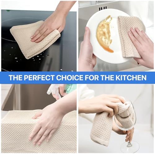 100% Cotton Waffle Weave Kitchen Dish Cloths, Ultra Soft Absorbent Quick Drying - Image 6