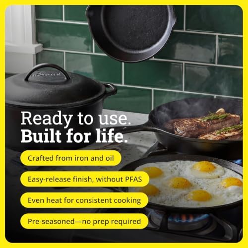 Lodge Cast Iron 5-Piece Set, PFAS-Free Pre-Seasoned Kitchen Set - Image 3