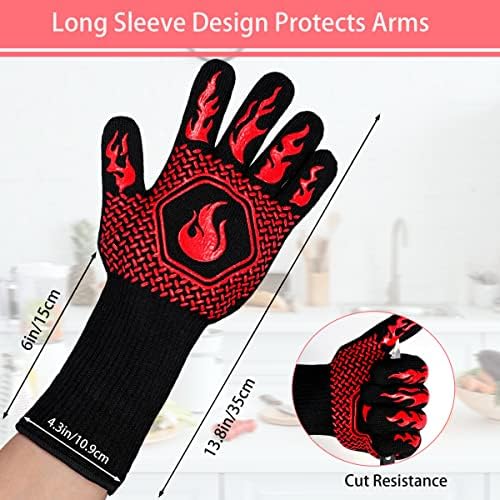 BBQ Gloves 1472F Heat Resistant Non-Slip Silicone 13.8in - Image 2
