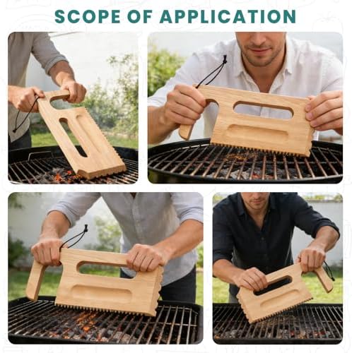Wooden Grill Scraper, Brush Natural Hardwood BBQ Cleaner, Grill Grate Cleaner - Image 5