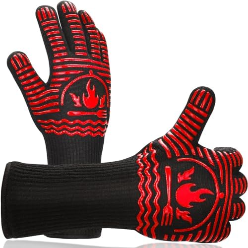 BBQ Gloves, 1472°F Extreme Heat Resistant Grill Gloves, Non-Slip Food Grade by RRUISE