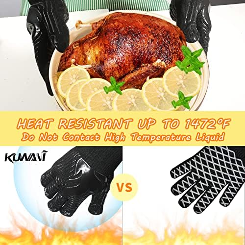 BBQ Gloves, 1472°F Heat Resistant Fireproof Silicone Oven Mitts - Image 4