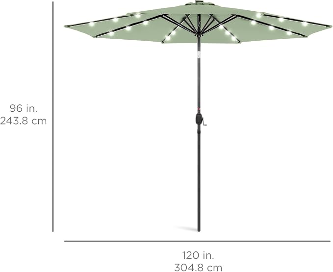 Best Choice Products 10ft Solar Polyester LED Lighted Patio Umbrella w/Tilt - Image 7