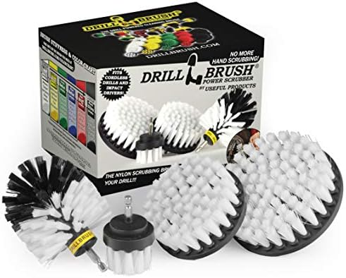 White Soft Interior Car Detailing Drill Brush Set by Drillbrush