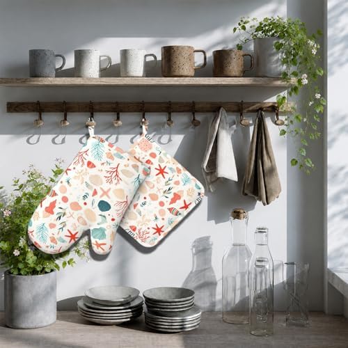 Cartoon Starfish and Shells Oven Mitts and Pot Holders Sets Silicone Kitchen - Image 7