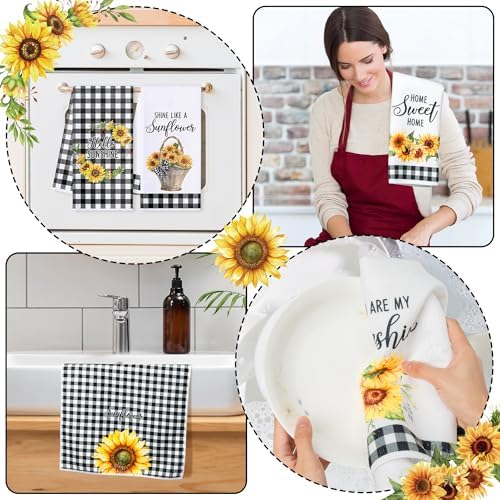R HORSE 5Pcs Funny Sunflower Kitchen Towels Dish Towel Baking Lover Gift - Image 2