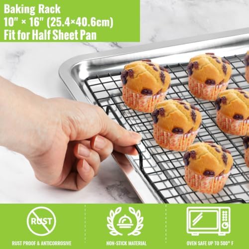 HULISEN Cooling Rack 2-Pack, 16 x 10 Inch Nonstick Baking Rack - Image 3
