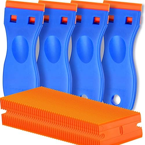 4 Pcs Plastic Razor Blade Scraper and 100 Pcs Blades, Remove Label Decal Tool, by kwbgjq