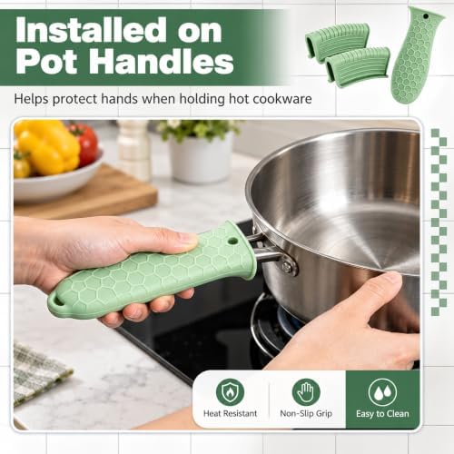 6Pcs Cast Iron Handle Cover, Silicone Pot Holders - Image 4