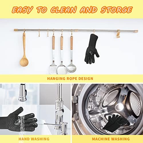 BBQ Gloves, 1472°F Heat Resistant Fireproof Silicone Oven Mitts - Image 6