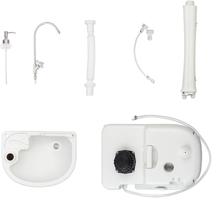 VINGLI Upgraded Portable Sink and Toilet Combo| Self-contained 5 Gal Hand Washing Station & 5.3 Gal Flushing Toilet, Perfect for Camping/RV/Boat/Road Tripper/Camper, Detachable & Lightweight