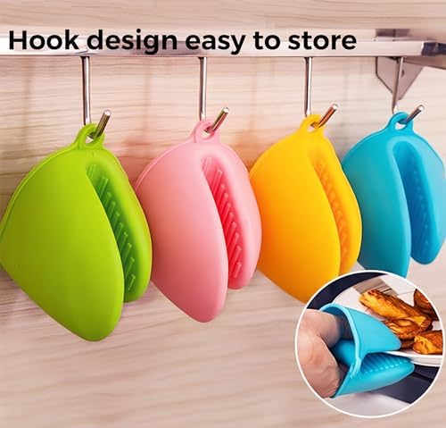 1 Pair Yellow, Mini Silicone Oven Gloves, Mini Finger Protector Pot Holder - Image 3
