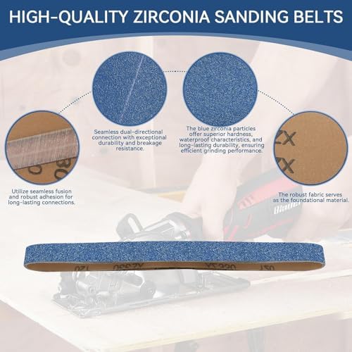 1x42 Inch Sanding Belts 12 Pcs 3 Grits Sizes Heavy Duty Belt Sander Zirconia - Image 6