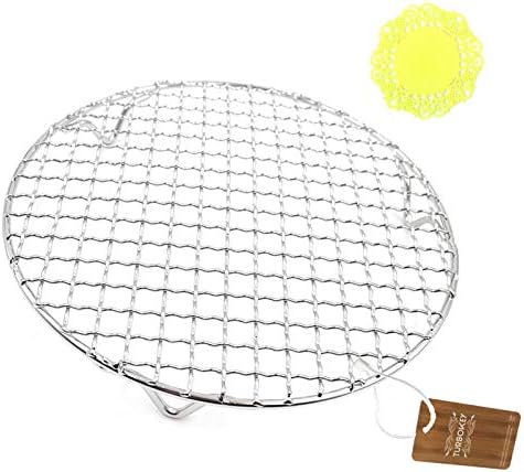 Cooling Rack with Legs Dia 7" Round Stainless Steel Cross Wire Barbecue Carbon by Turbokey