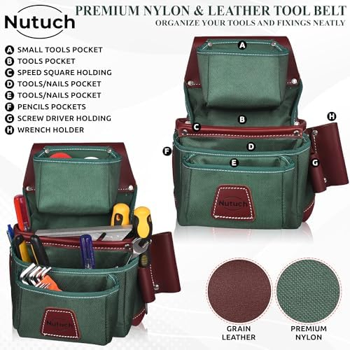 Nylon and Leather Tool Belt | Nylon Tool Pouch | Carpenter Tool Belt | - Image 2