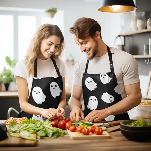 Halloween Aprons for Women Ghost Black Adjustable Apron - Image 2