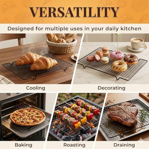 5PCS Cooling Racks for Cooking and Baking 10" x 16", Heavy Duty Metal Wire Rack - Image 5
