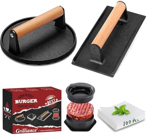 Grilliance Smash Burger Press Kit, 3 in 1 Hamburger Press Patty Maker, Flat top by GrillianceBBQSET