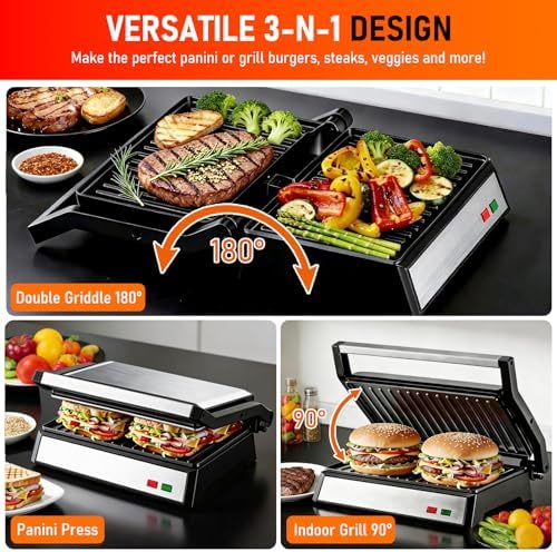 Panini Press Grill, Standard 2-Slice Sandwich Maker - Image 4