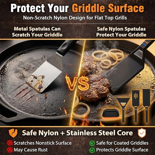 Utheer Reversible Griddle Kit, 19.5 x 10.5 Inch Ceramic Cast Iron Flat Top - Image 6